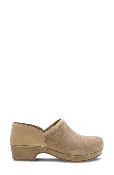 Dansko Brenna Clog In Sand Full Grain Suede
