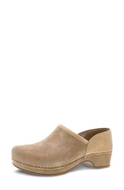 Dansko Brenna Clog In Sand Full Grain Suede