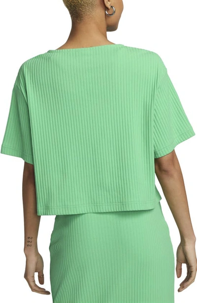 Shop Nike Sportswear Rib Jersey Crop Top In Spring Green/ White