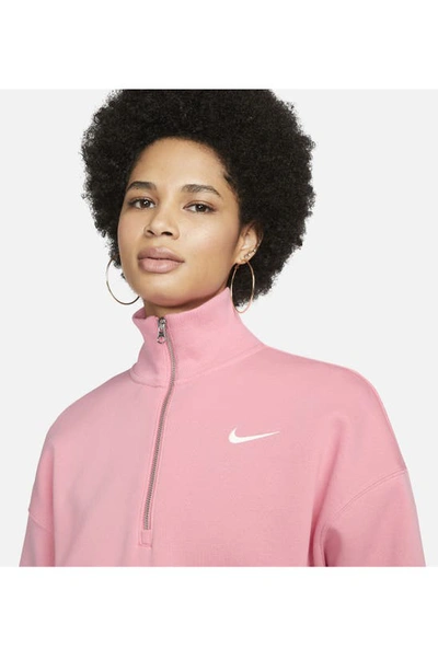 Shop Nike Sportswear Phoenix Fleece Crop Sweatshirt In Coral Chalk/ Sail