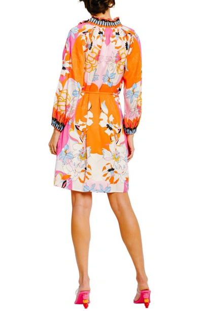 Ciebon Drea Floral Print Long Sleeve Minidress In White Multi