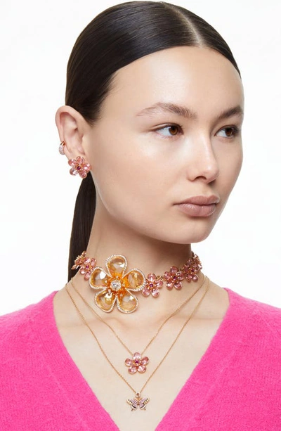 Swarovski Florere Crystal Stud Earrings In Pink