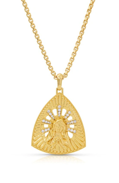Shop Joy Dravecky Mary Veil Pendant Necklace In White Cz/ Gold