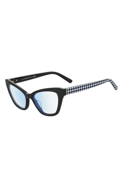 Shop Kate Spade Gracelyn 54mm Blue Light Blocking Cat Eye Reading Glasses In Black Pattern White/ Demo Lens