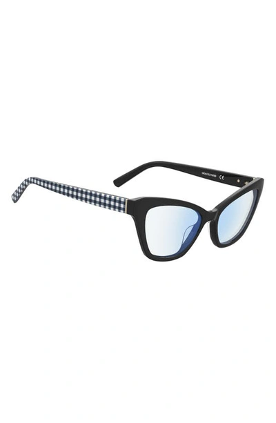 Shop Kate Spade Gracelyn 54mm Blue Light Blocking Cat Eye Reading Glasses In Black Pattern White/ Demo Lens