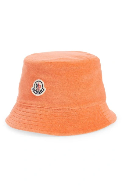 Shop Moncler Tema 3 Cotton Terry Cloth Bucket Hat In Orange