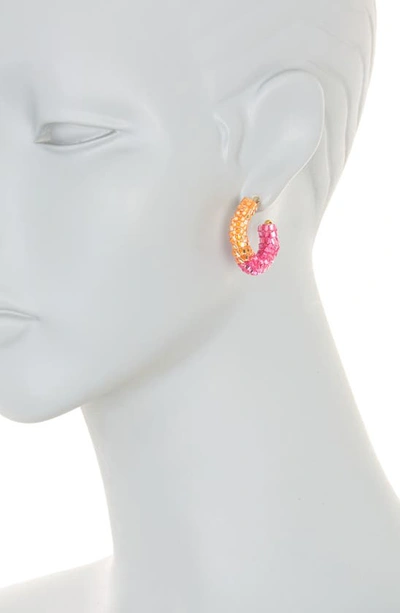 Shop Ayounik Beaded Glass Hoop Earrings In Pink Multi