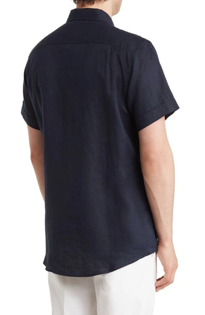 Rodd & Gunn Grey Lynn Linen Short Sleeve Button-up Shirt In Midnight