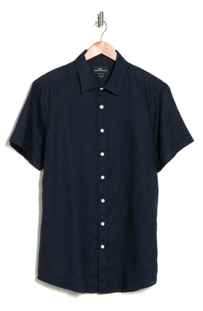 Rodd & Gunn Grey Lynn Linen Short Sleeve Button-up Shirt In Midnight