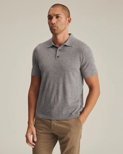 Shop Naadam Fancy Cashmere Short Sleeve Polo In Cement
