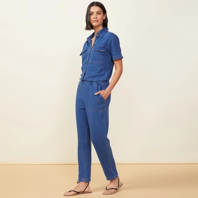 Monrow Indigo French Terry Jumpsuit In Indigo
