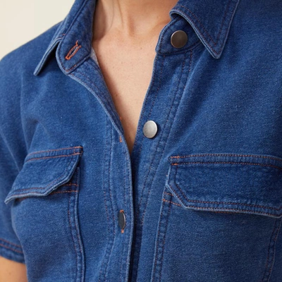 Monrow Indigo French Terry Jumpsuit In Indigo