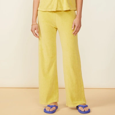Monrow Terry Cloth High Waisted Flare Sweat In Kiwi