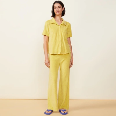 Monrow Terry Cloth High Waisted Flare Sweat In Kiwi