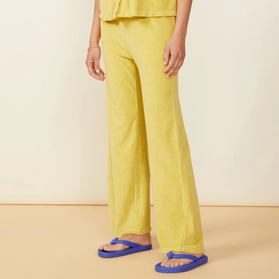 Monrow Terry Cloth High Waisted Flare Sweat In Kiwi