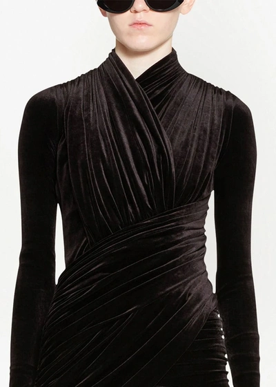 Shop Balenciaga Black Velvet Mini Dress