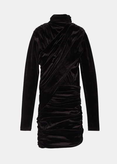 Shop Balenciaga Black Velvet Mini Dress