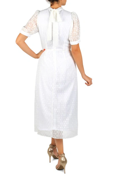 Julia Jordan Geo Print Puff Sleeve Midi Dress In Ivory