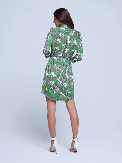 Shop L Agence Addison Shirt Dress In Grass Green Multi Small Paisley