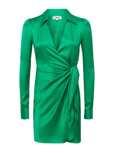 Shop L Agence Amani Wrap Dress In Grass Green