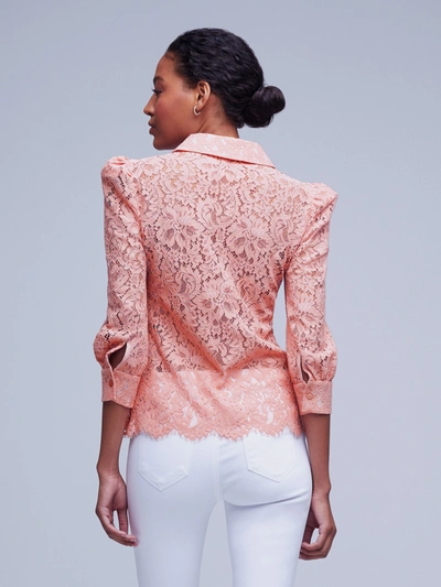 L Agence Andrea Lace Button-front Blouse In Rose Tan