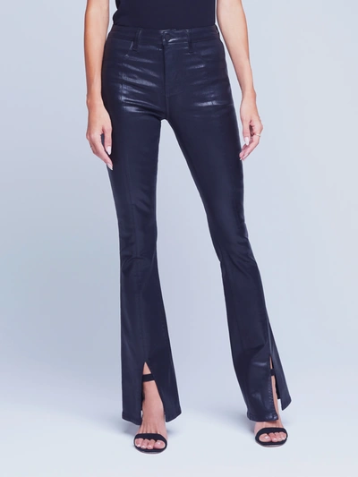 Shop L Agence Beatrix Coated Jean In Noir Coated