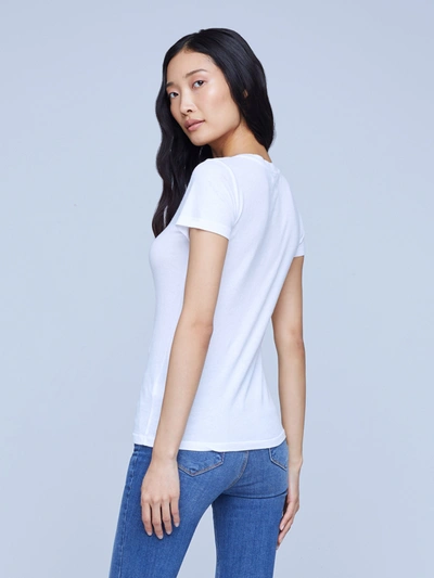 L Agence Becca V-neck Short-sleeve Tee In White