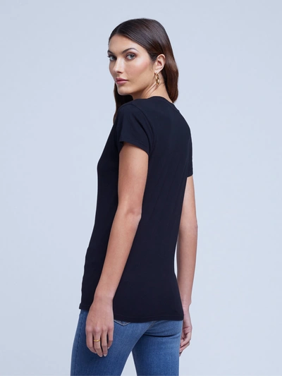 Shop L Agence Becca Cotton V-neck Tee In Black