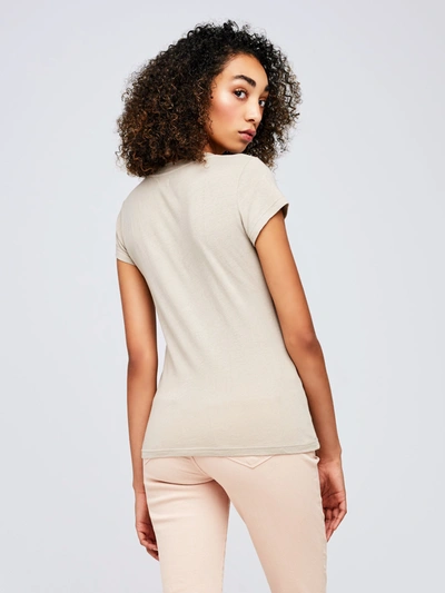 Shop L Agence Becca Cotton V-neck Tee In Biscuit