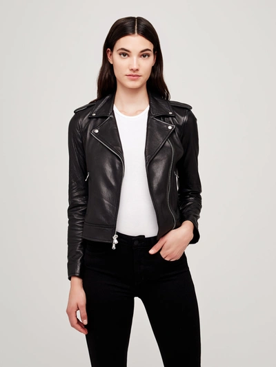 Shop L Agence Biker Leather Jacket In Black