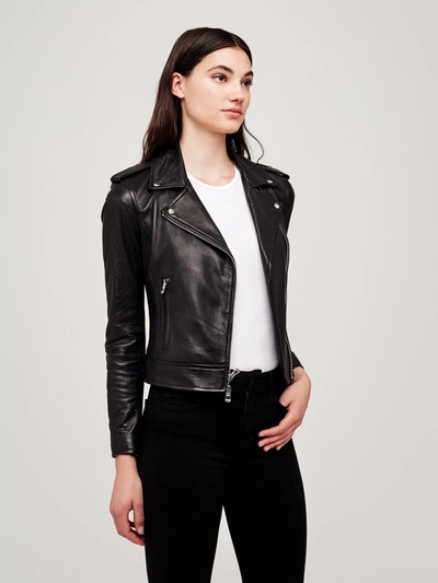 Shop L Agence Biker Leather Jacket In Black