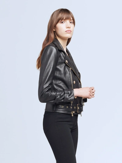 Shop L Agence Billie Belted Leather Jacket In Black
