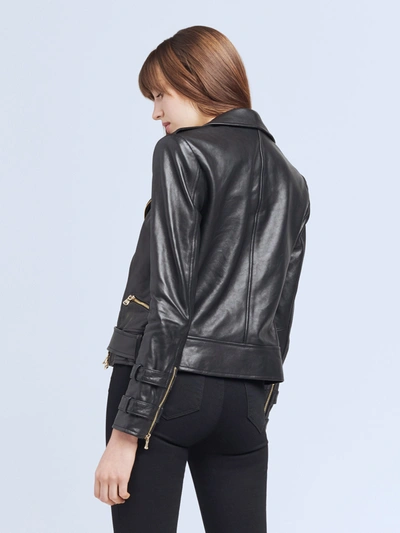 L Agence Billie Double-breasted Leather Jacket In Black