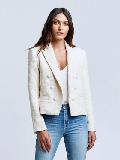 L Agence Brooke Tweed Blazer In Ecru