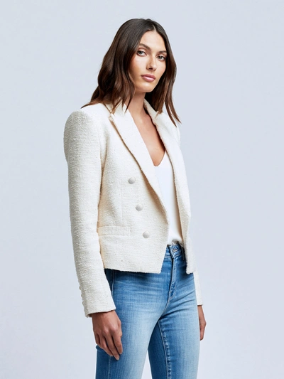 L Agence Brooke Tweed Blazer In Ecru