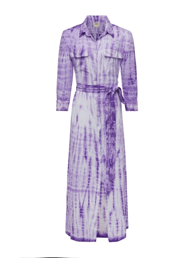 Shop L Agence Cameron Linen Shirt Dress In Orchid Bamboo