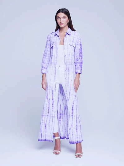 Shop L Agence Cameron Linen Shirt Dress In Orchid Bamboo