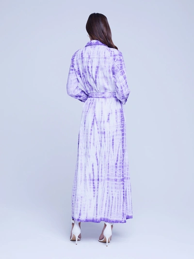 L Agence Cameron Linen Long Shirtdress In Orchid Bamboo