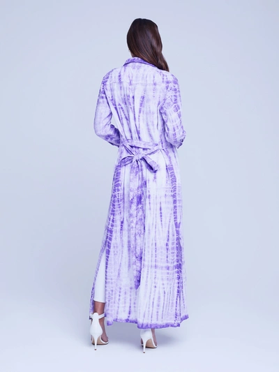 L Agence Cameron Linen Long Shirtdress In Orchid Bamboo