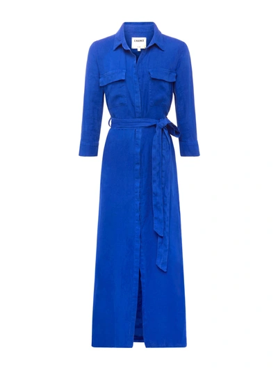 Tory Burch Womens Shirt Dress Blue Button Front Pockets Linen Lined  Sleeveless 2