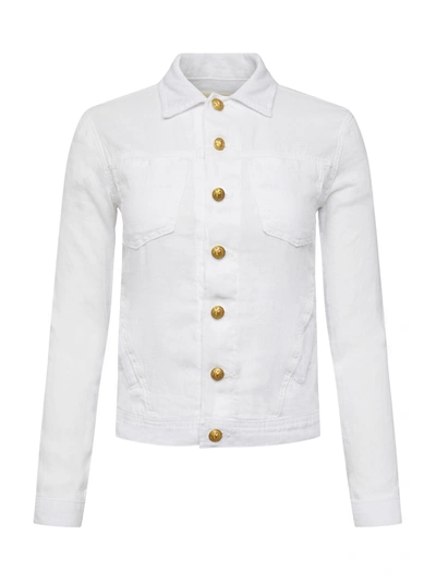 Shop L Agence Celine Linen Jacket In Blanc