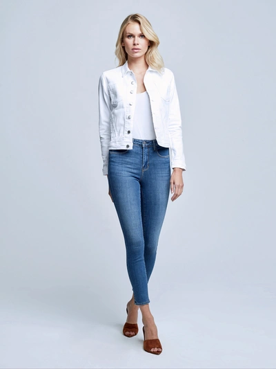 Shop L Agence Celine Jacket In Blanc Destruct