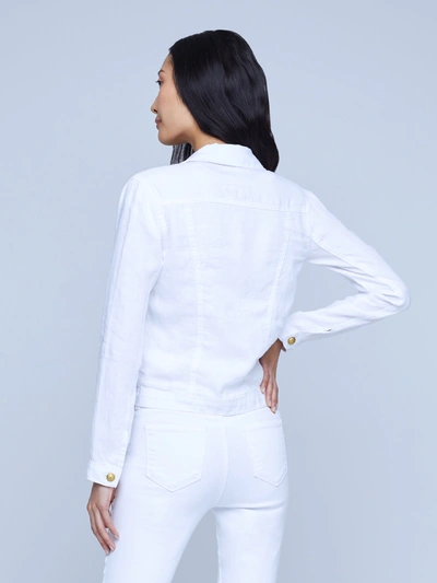 Shop L Agence Celine Linen Jacket In Blanc