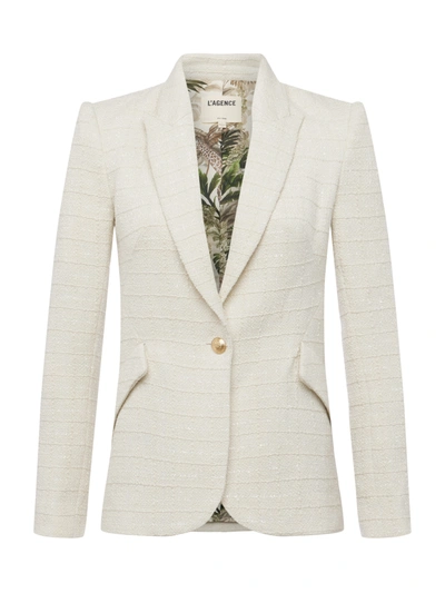 Shop L Agence Chamberlain Blazer In Ecru/vintage Safari