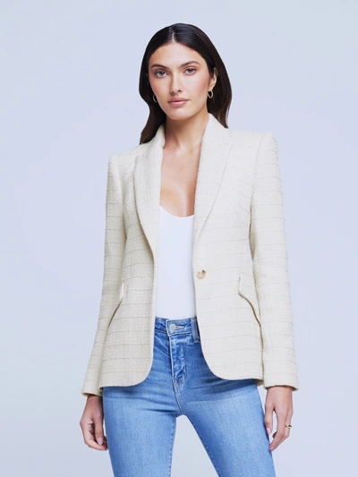 Shop L Agence Chamberlain Blazer In Ecru/vintage Safari