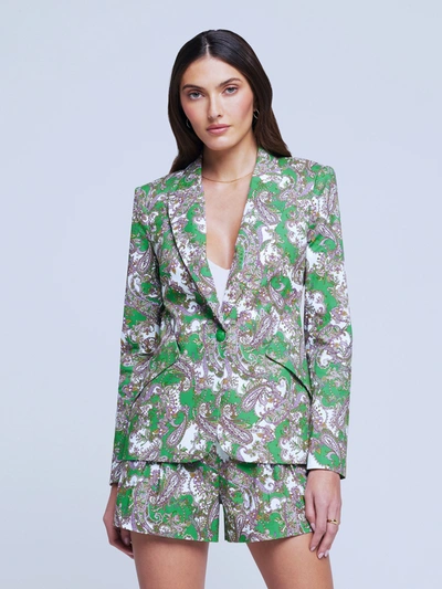 L'agence Chamberlain Blazer In Grass Green Multi Small Paisley