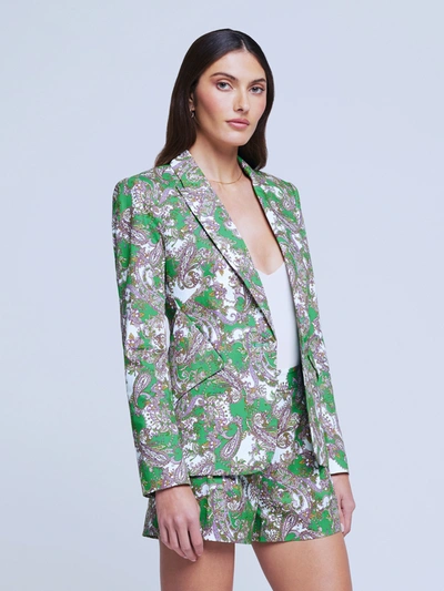 Shop L Agence Chamberlain Blazer In Grass Green Multi Small Paisley