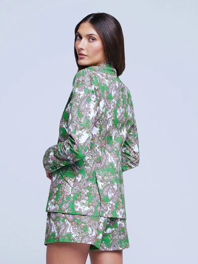 L'agence Chamberlain Blazer In Grass Green Multi Small Paisley