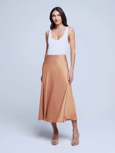 Shop L Agence Clarisa Skirt In Soft Tan