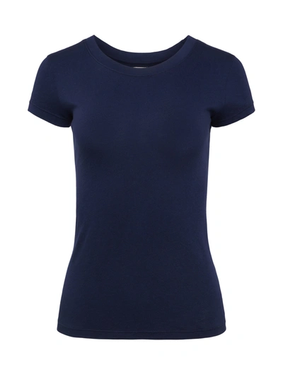 Shop L Agence Cory Cotton Scoopneck Tee In Navy